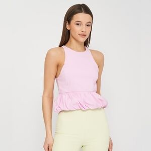 Zara Light Purple Ruffle Hem Blouse